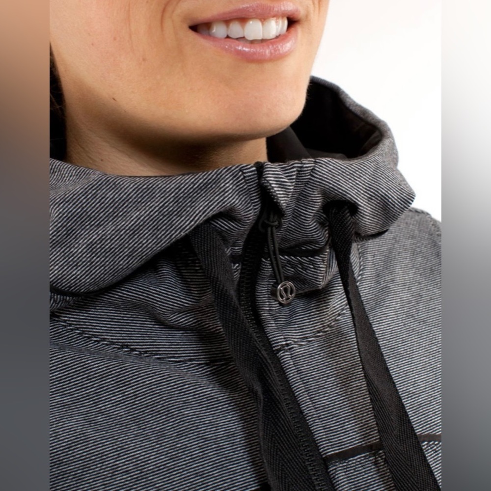 Lululemon Live Simply Jacket White Black Mircostripe Hoodie View 4